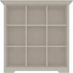 Wooden Cube Shelf Bookcase - Modern 3 Tiers Floorstanding Open Bookshelf with Base for Home and Office, 9 Cubes Storage Cabinet, Warm White
