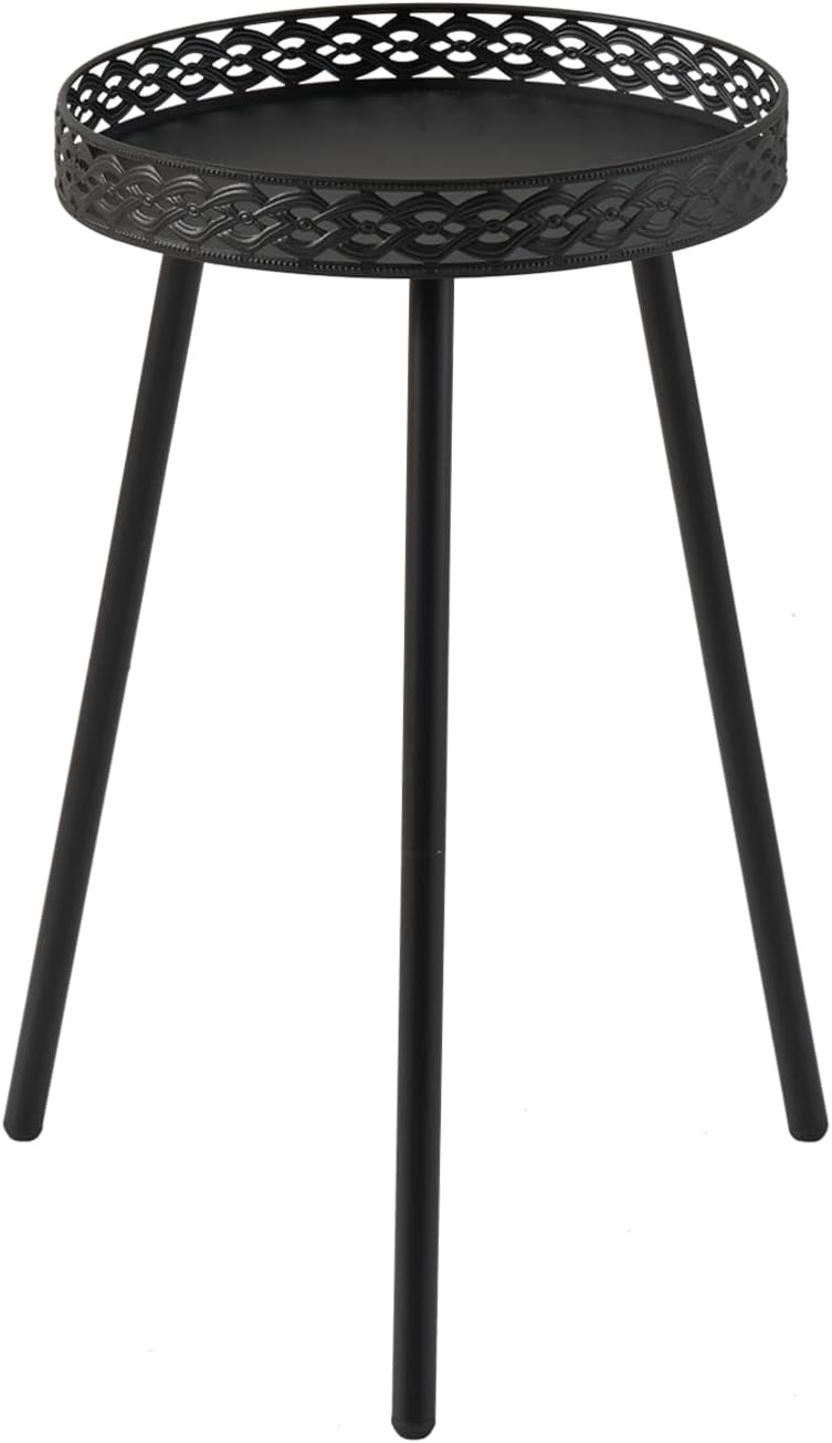 Side Table for Living Room: Small Round End Table for Housewife - Black