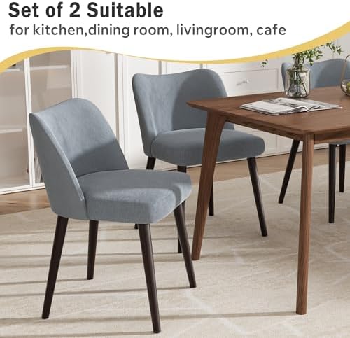 Modern Fabric Upholstered Dining Chairs Mid Century Farmhouse Dinner Chair wi...