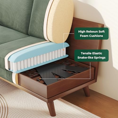 Vesgantti 68" Comfy Green Corduroy Loveseat Sofa, 2 Seater Deep Seat Cou...