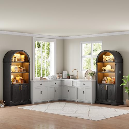 Vlsrka Kitchen Pantry Storage Cabinets with Adjustable Shelves, 71" Tall...