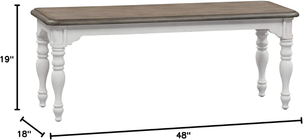 Liberty Furniture Industries Magnolia Manor Dining Bench (RTA), Antique White