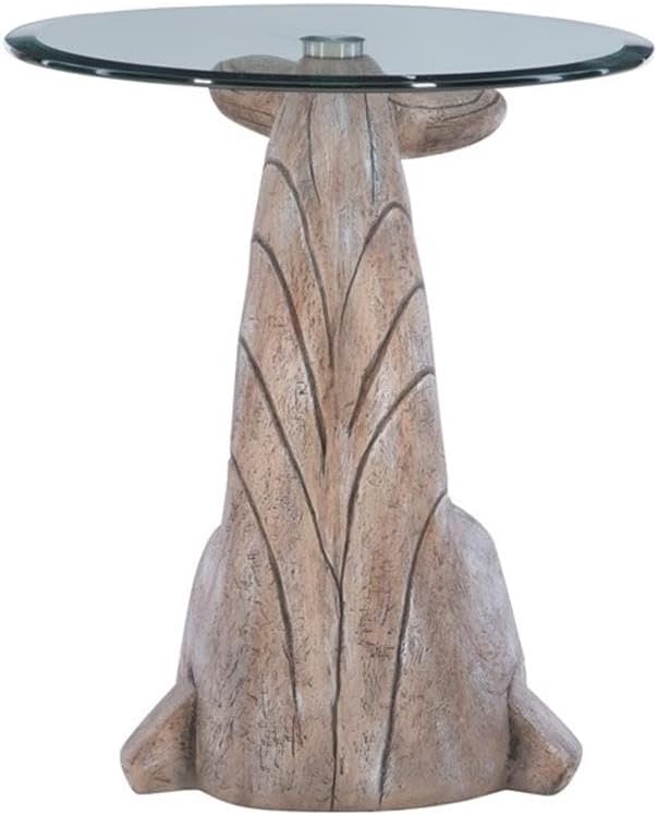 MAKLAINE Whale Sculptured Accent Table, 23 in Tall, Resin Base with Driftwood...