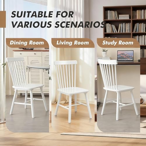 ClinQ Windsor Dining Chair Set of 4, Spindle Back Wooden Chairs for Kitchen a...