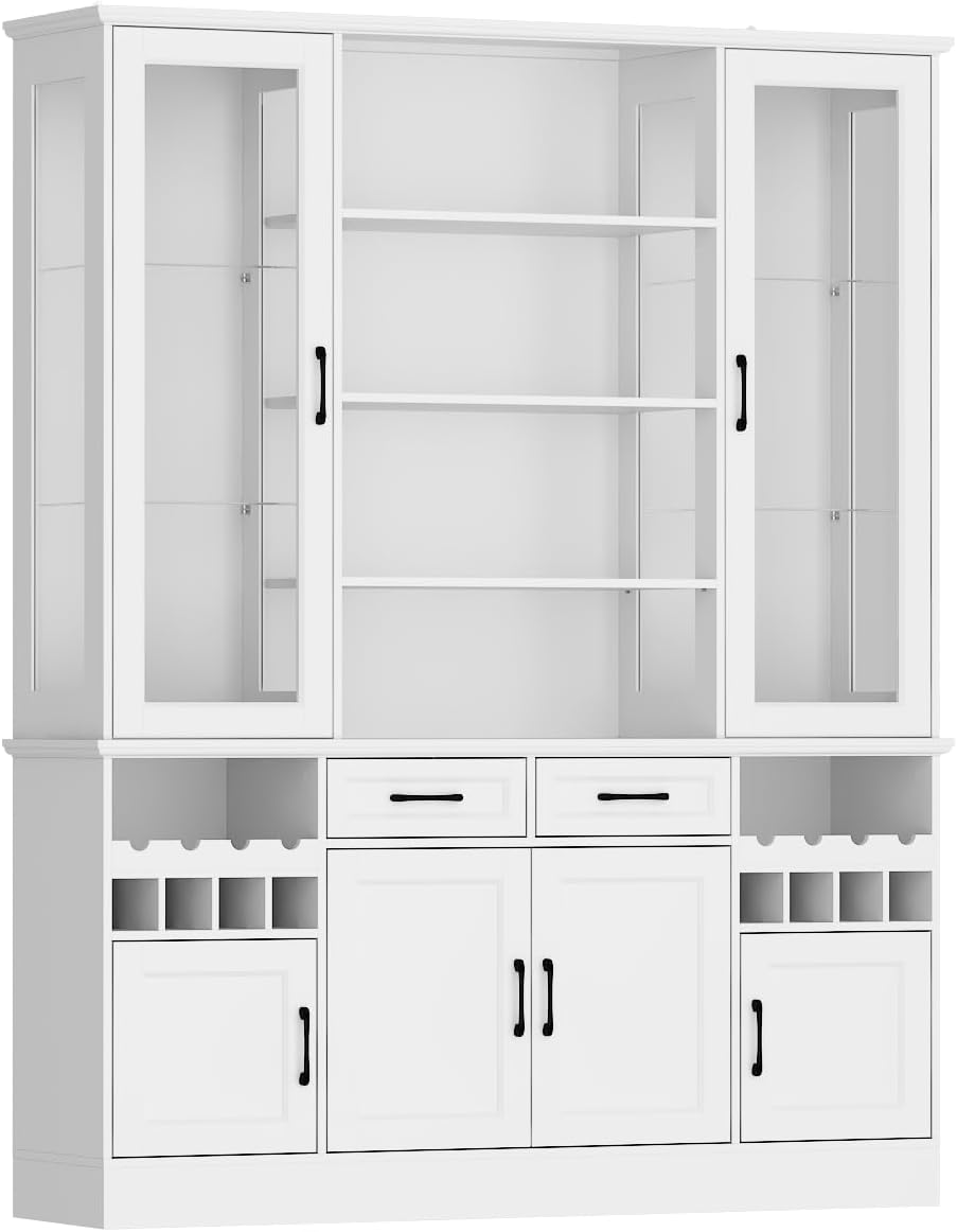Timechee 78.7" Kitchen Pantry Storage Cabinet, Cupboard with Drawers and...