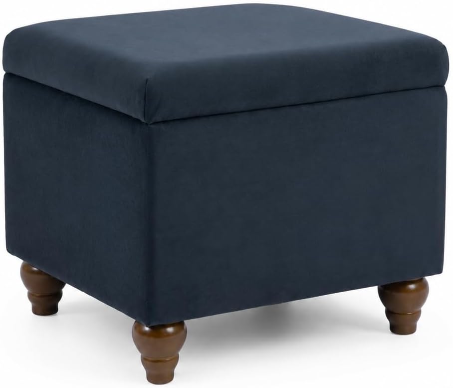 HomePop 22" Medium Rectangular Storage Ottoman - Blue Velvet