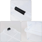 50 L Large Plastic Under Bed Storage Containers, Clear Plastic Underbed Storage Bins with Wheels, 3-Pack