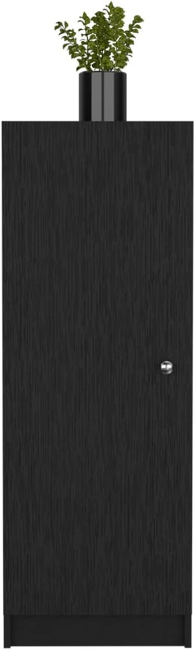 Kitchen Pantry 47" H, One Door Cabinet, Four Interior Shelves, Black ﻿,f...