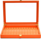 Oirlv Premium Leather Necklace Bracelet Organizer Tray with Acrylic Lid Jewelry Display Case Drawer Insert Jewelry Organizer for women