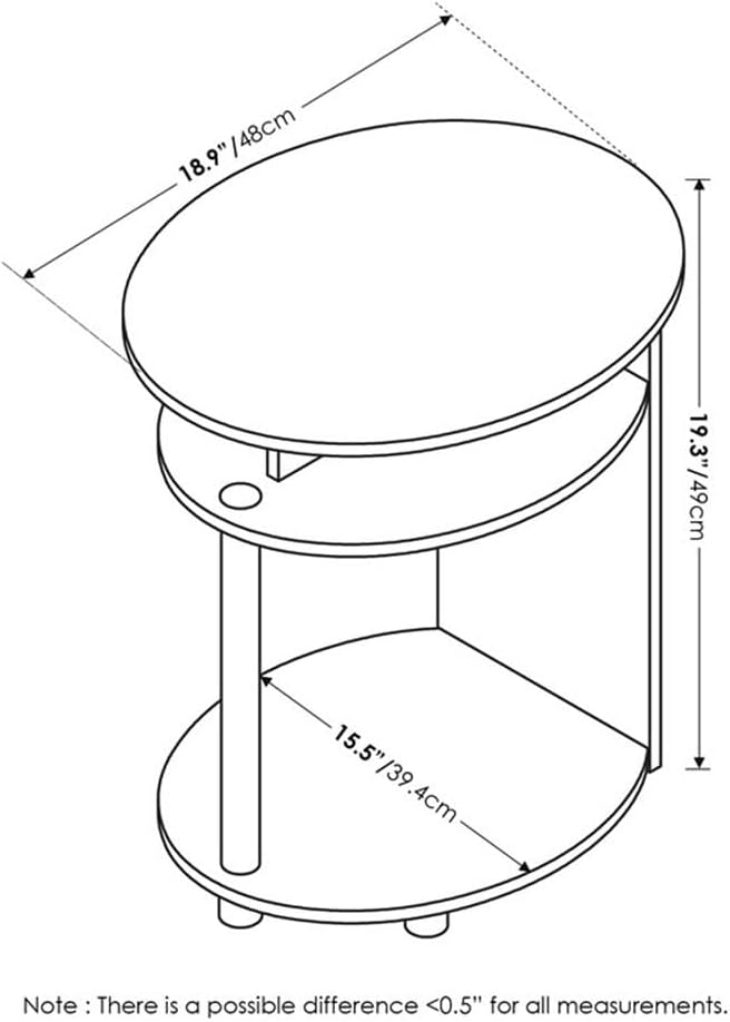 Pemberly Row Oval End Table, White Oak Finish, Composite Wood and Stainless S...