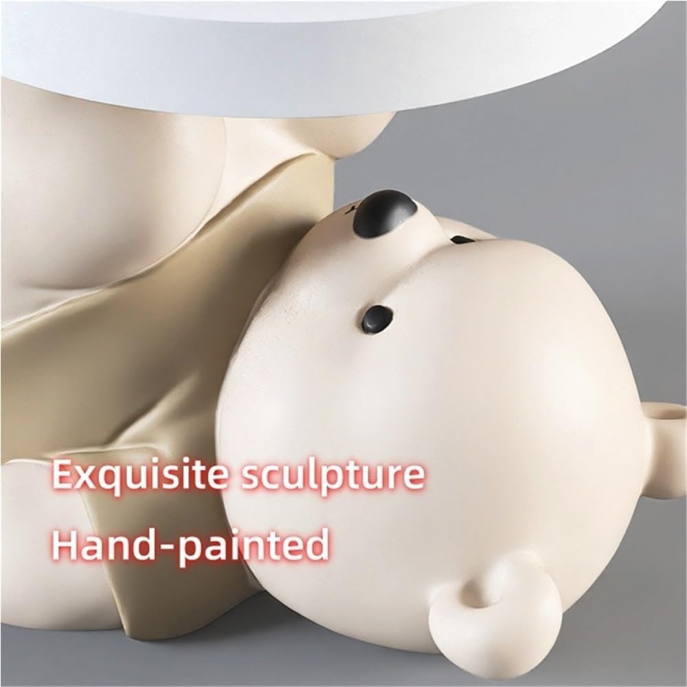 Bear Statue Side Table, Modern Sofa Table, Resin Sculpture Bedside Table, Hom...