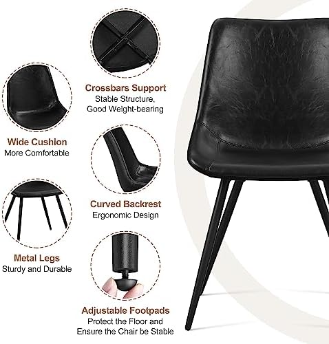 Yaheetech Dining Chairs Set of 2 Mid Century Modern Kitchen Chairs Black