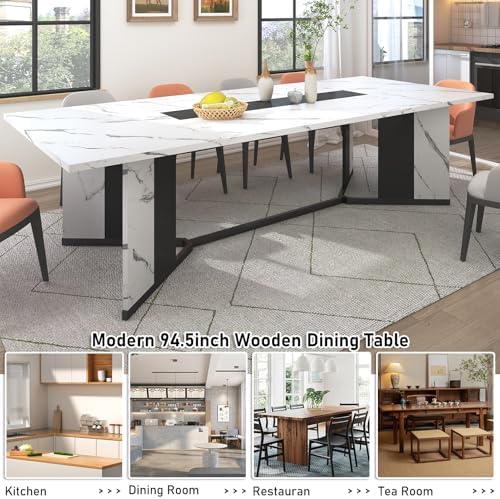 Hlivelood 94Inch Large Dining Table for 8 10 People,Wooden Rectangular Kitche...