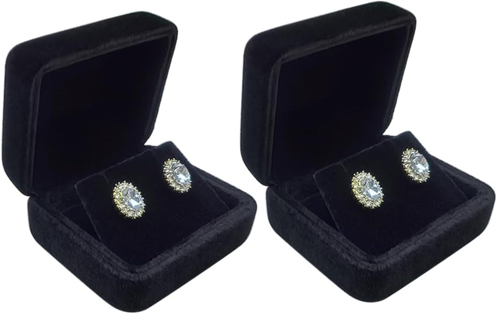2 Pieces Velvet Earring Box,Stud Earring Case,Jewelry Gift Box | for Proposal,Engagement,Wedding,Anniversary and Birthday