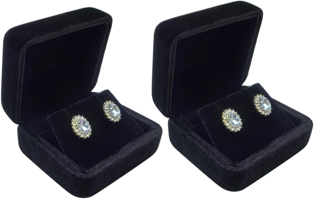 2 Pieces Velvet Earring Box,Stud Earring Case,Jewelry Gift Box | for Proposal,Engagement,Wedding,Anniversary and Birthday
