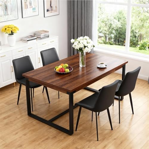 Black Dining Chairs Set of 8, Mid Century Modern Faux Leather Kitchen Chairs,...