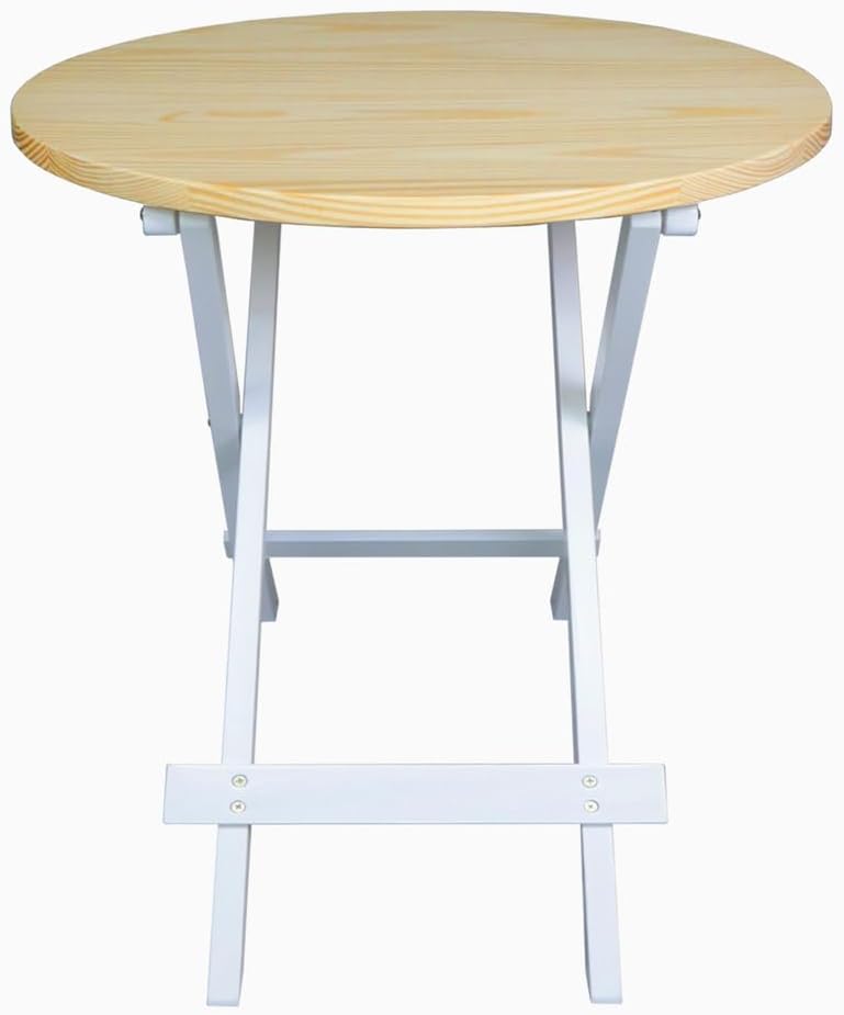 100% Solid Wood 23.5" W Round Folding Side Table for Dining, Patio, Livi...