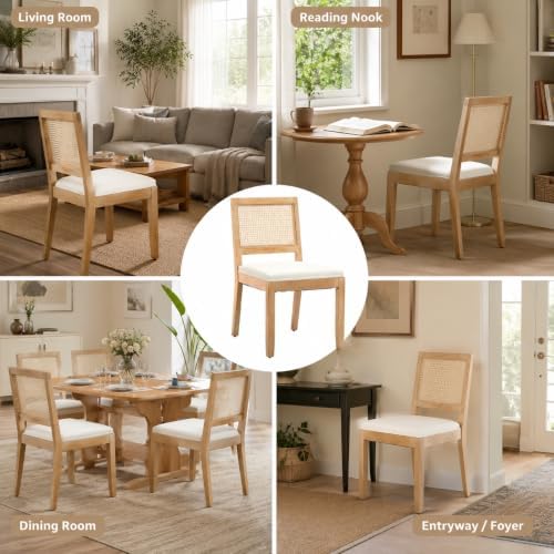 French Country Dining Chairs Set of 6, Beige Modern Kitchen & Dining Room...
