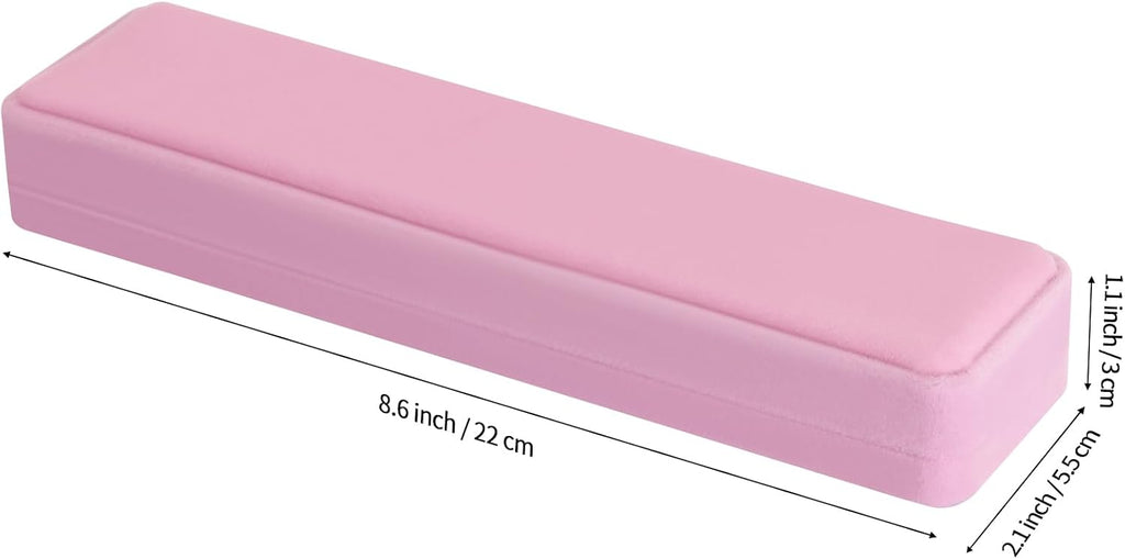 LETURE 4 Pieces Velvet Bracelet Necklace Pendant Jewelry Box, Small Long Jewelry Watch Gift Box for Proposal, Wedding, Engagement, Christmas (Pink-4PCS)