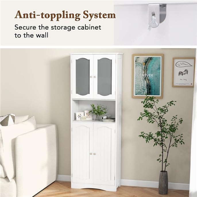 NAFORT Tall Storage Cabinet, Freestanding Cupboard with Adjustable Shelves, F...