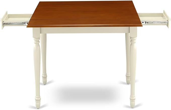 East West Furniture MZCL3-WHI-W 3 Piece Dining Room Table Set Contains a Rectangle Kitchen Table with Dropleaf and 2 Dining Chairs, 36x54 Inch, Buttermilk & Cherry