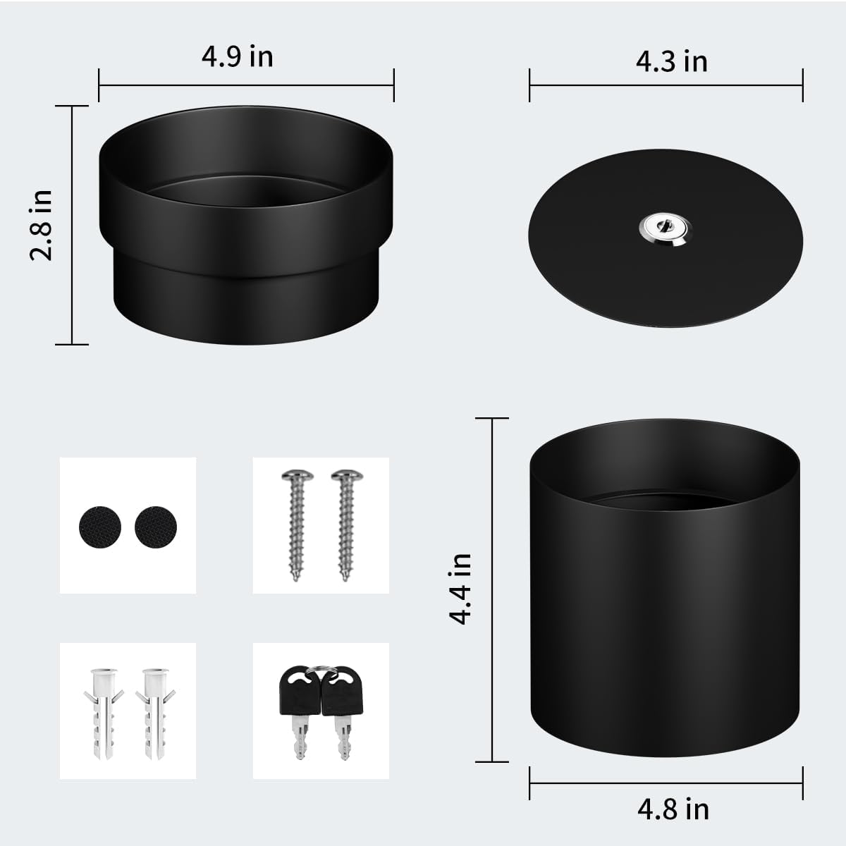 Sdstone 2pack Flower Pot Diversion Safe with Key Lock,Stainless Steel Secret Hidden Safe Lock Box,Disguised safe (Black) Plants Not Include