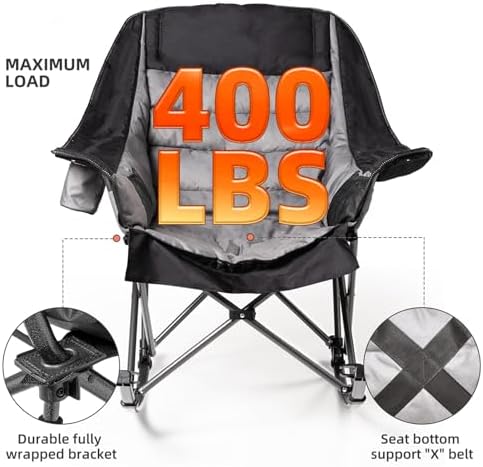 2 PCS Oversized Rocking Camping Chair for Adults - 400lbs Capacity Padded Cam...