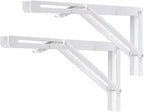 YUMORE Folding Shelf Brackets, 16 Inch Heavy Duty Collapsible Shelf Bracket, White DIY L Bracket for Workbench Folding Table Hinge, Max Load: 330lb, Pack of 2