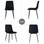Dining Chairs Set of 6, Modern Kitchen Dining Room Chairs, Ergonomic Velvet Dining Chair Upholstered Cushion Seat and Sturdy Metal Legs(Black)