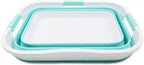 SAMMART 30L (8 gallon) Collapsible Plastic Laundry Basket - Foldable Pop Up Storage Container/Organizer - Portable Washing Tub - Water Capacity 24L(6.3 gallon) (1, White/Lake Green)