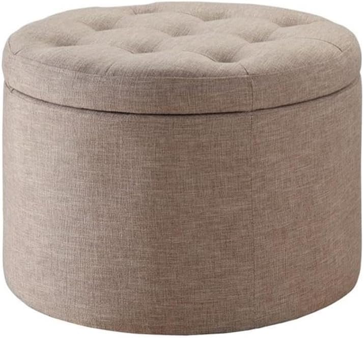 Convenience Concepts Designs4Comfort Round Shoe Ottoman, Tan Fabric