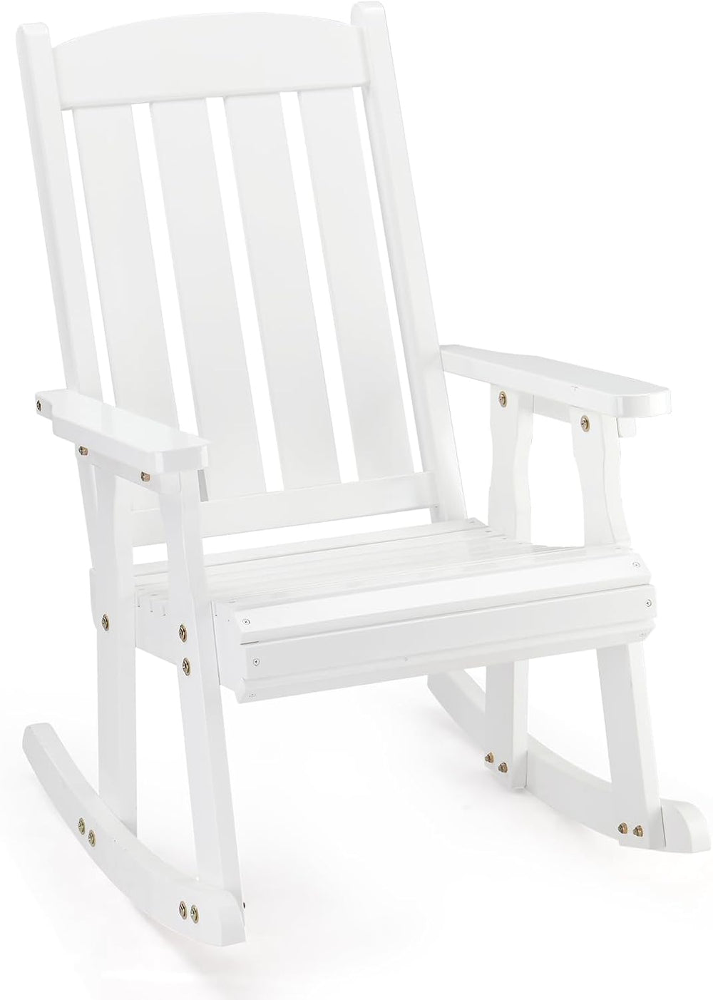 VINGLI Outdoor Rocking Chair, Heavy Duty 600 LBS Wooden Rocker, White(1PC) | ...