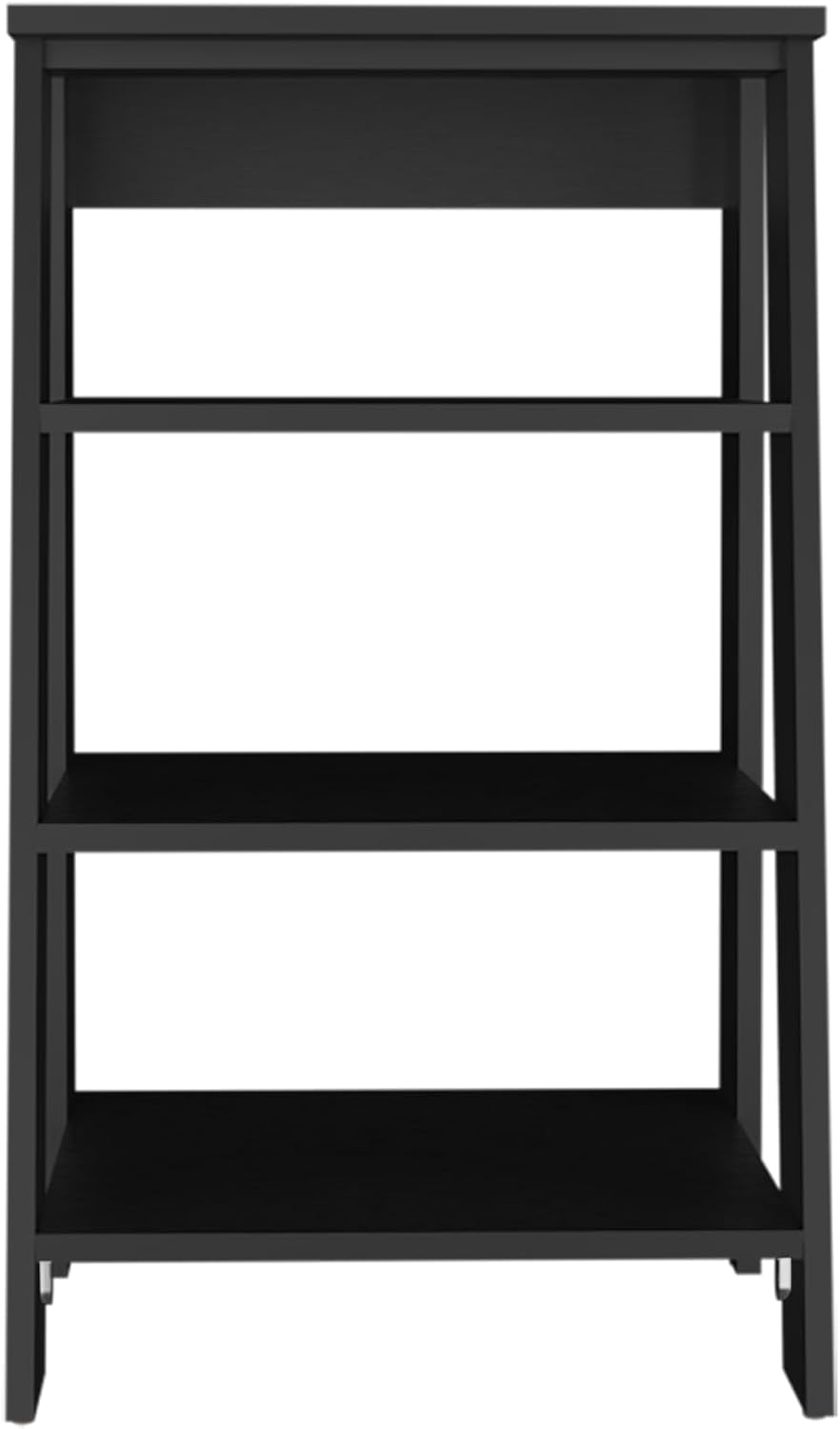 Geelife 30" High 4-Tier Ladder Shelf Organizer for Bathroom, Side Table, Living Room in Black, Particle Board