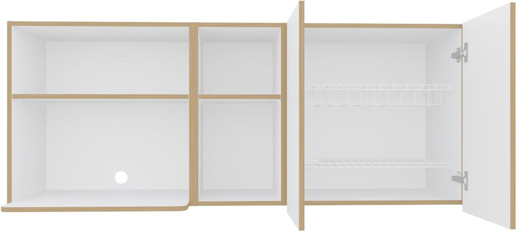 Mid-Century Wall Cabinet, Farmhouse Locker with 2 Doors and 4 Shelves,for Kitchen Home