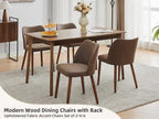 GarveeHome Leather Dining Chairs Set of 4 Upholstered PU Dining Chair with Wood Legs, Wing Backrest, Wooden Kitchen Chairs with Thick Cushions, Leveling Feet for Dining Room, Living Room, Taupe