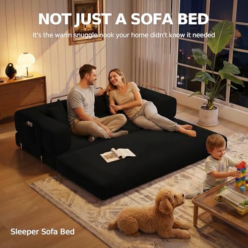 MoonSpeak 78.8'' Futon Sofa Bed, Couches for Living Room | Corduroy C...