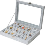 Jewelry Box Necklace Organizer Tray, Grey Necklace Display Case for Storage Jewelry Small Necklaces Display Stand 12 Slot Pendant Holder for Women