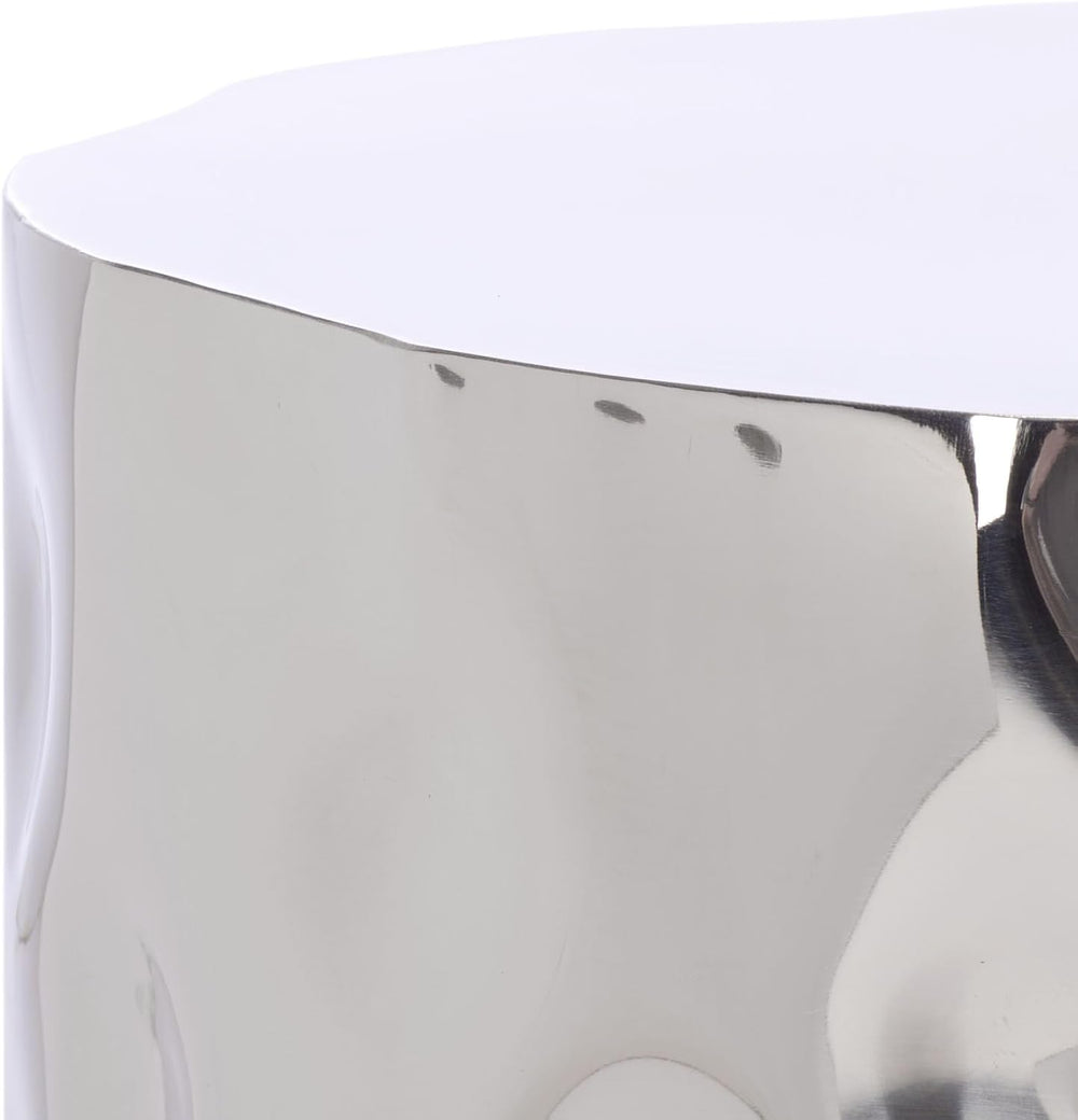 SAFAVIEH Couture Collection - Janalee Chrome Hammered Steel Accent Table, Rou...
