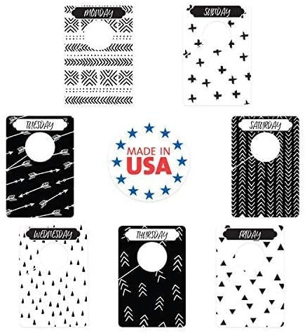 Day Of The Week Closet Dividers/Closet Organizer for Weekly Planning/Modern Clothing Divider Tags/School Morning Organization