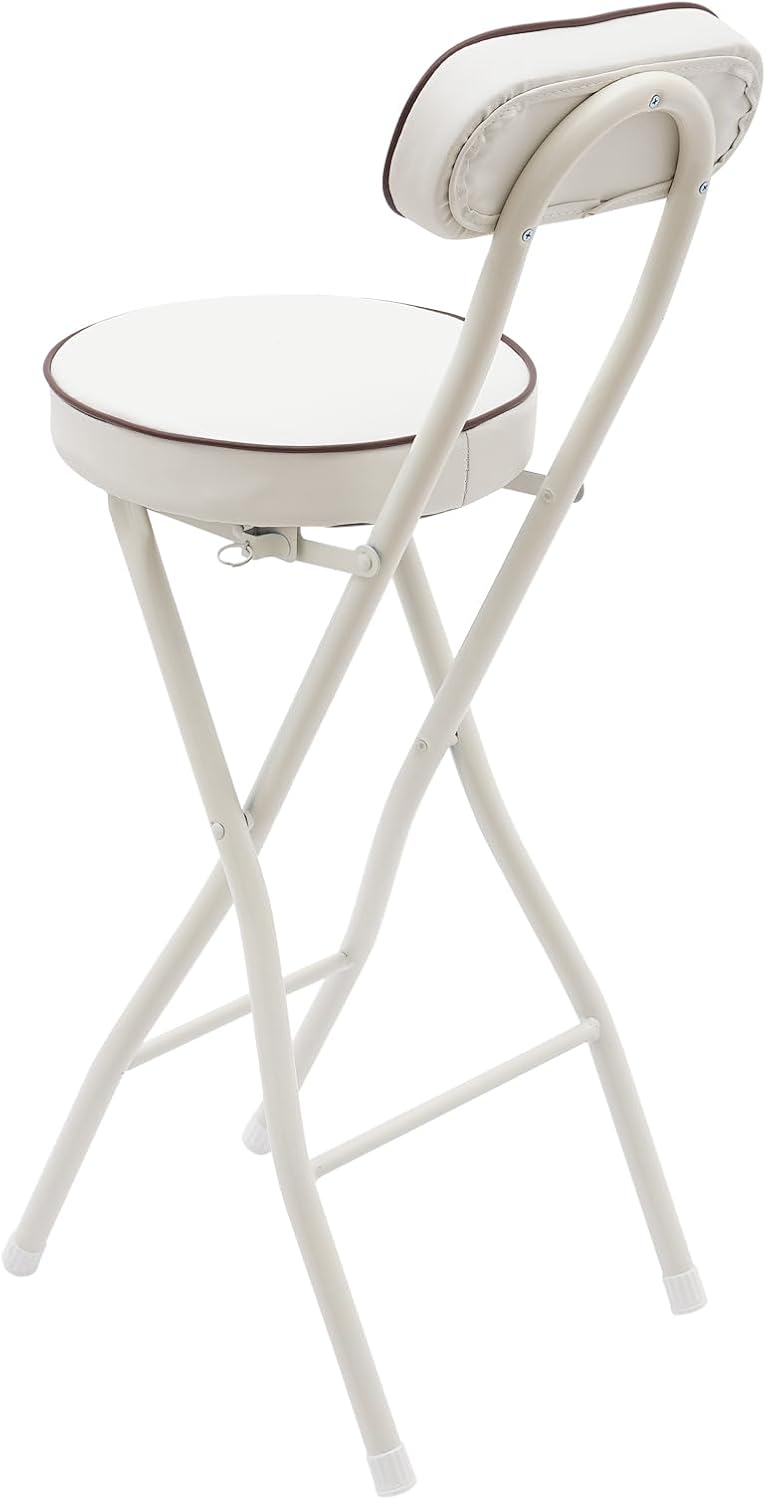 Folding Bar Stool with Backrest Set of 2, White Modern Foldable Counter Tall ...