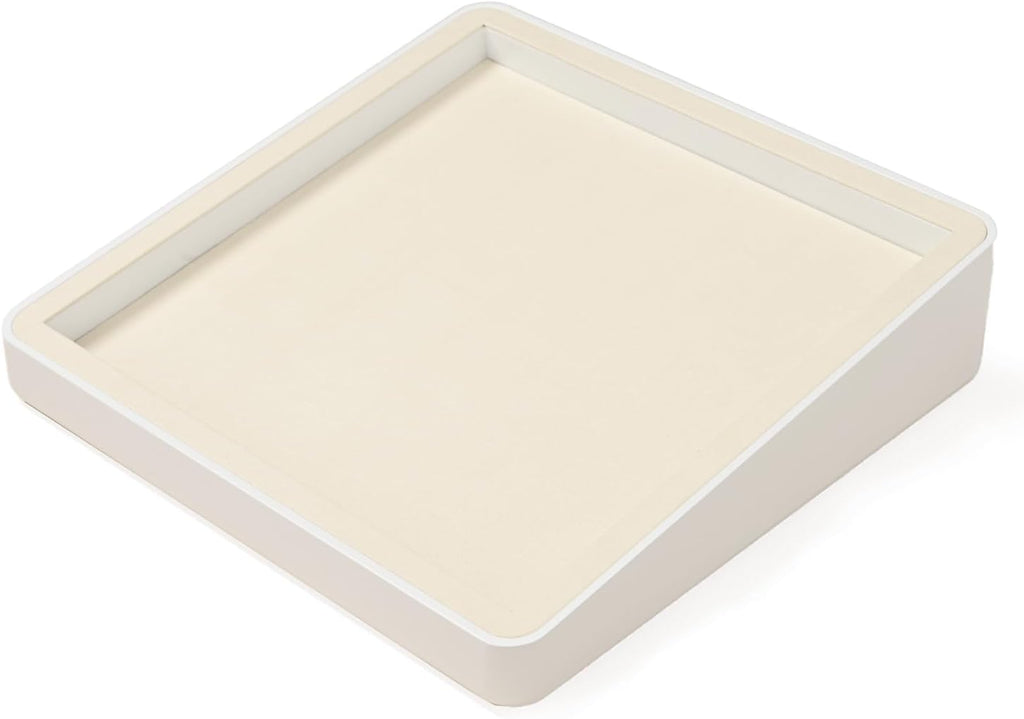 Oirlv Microfiber Jewelry Tray Showcase Display Necklace Bracelet Ring Showcase Display Empty Plate(Beige)