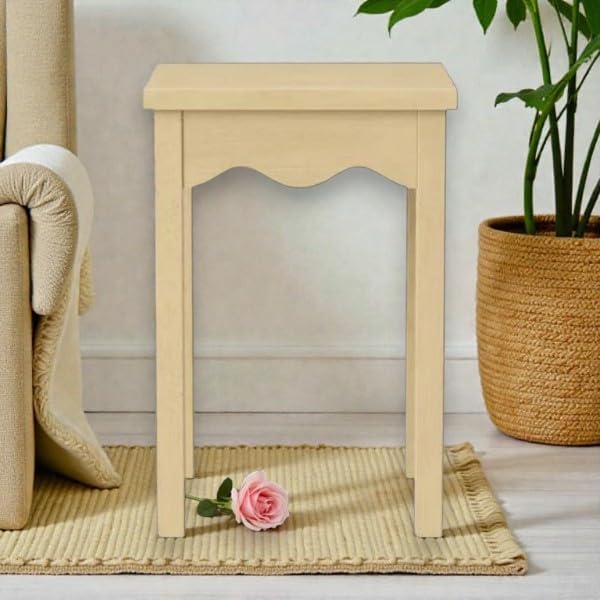 Natural Wavy Accent Side Table, Modern Sculptural End Table with Two-Tone Woo...