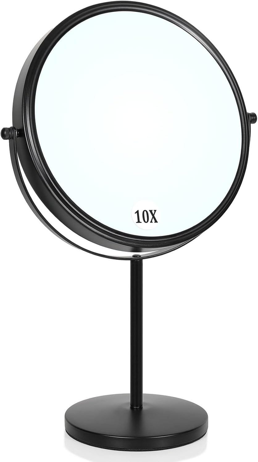 Large Size Tabletop Makeup Mirror with Magnification, 9-Inch Double-Sided 360...