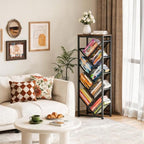 Cutogxon Tree Bookshelf - 9 Tier Visual Metal Floor Standing Book Shelf with Wooden Top, Small Bookshelf for Small Spaces Bookshelves Book Storage Organizer Shelves for Living Room Bedroom Black