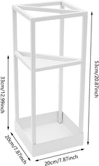Umbrella Stand for Entryway, Metal Square Umbrella Holder, Freestanding Umbrella Holder Rack with Small Shelf, Indoor Umbrella Storage Stand Rack, for Entryway, Mudrooms, Office(White)