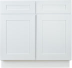 Hollywood Fabiani Design Base Kitchen Cabinet - 33 in. W x 24 in. D x 34.5 in. H, Shaker White, Solid Wood Frame, 1/2-Inch Cabinet-Grade Plywood Box, Soft-Close Door, Ready to Assemble