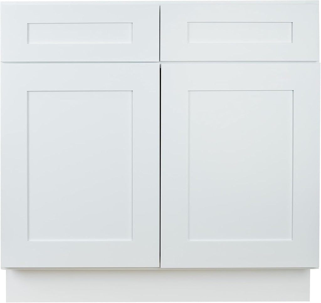 Hollywood Fabiani Design Base Kitchen Cabinet - 30 in. W x 24 in. D x 34.5 in. H, Shaker White, Solid Wood Frame, 1/2-Inch Cabinet-Grade Plywood Box, Soft-Close Door, Ready to Assemble