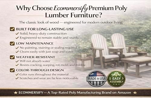 5 FT Purple Amish-Made Porch Glider – 1000 lb Heavy-Duty Poly Lumber wood Rol...