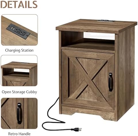 LUXOAK 3 Piece Living Room Table Set with Barn Door, Barnwood | Includes Coff...