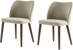 Dining Chairs Set of 2, Upholstered Kitchen Dining Room Chair Set Morden Accent Side Dinner Chair with Curved Padded Back Wood Legs for Restaurant/Cafe, Beige